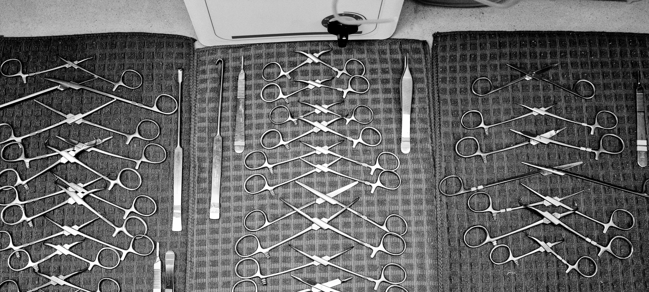 Black and white photo of surgery equipment